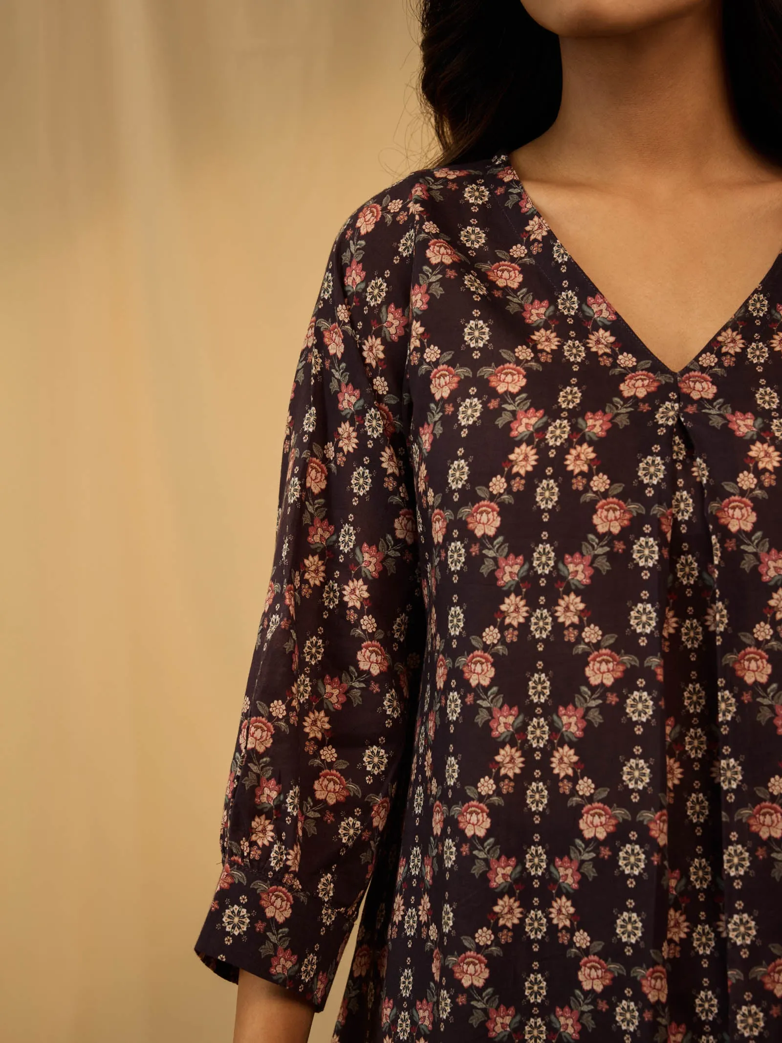 Roasted Coffee Voile Kurta Twin Set