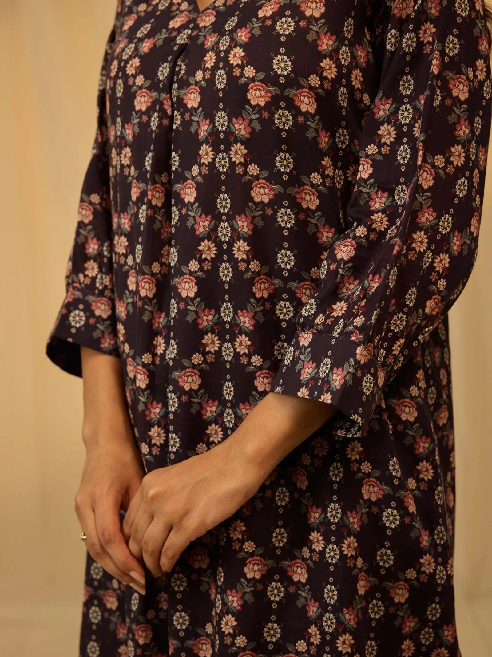 Roasted Coffee Voile Kurta Twin Set