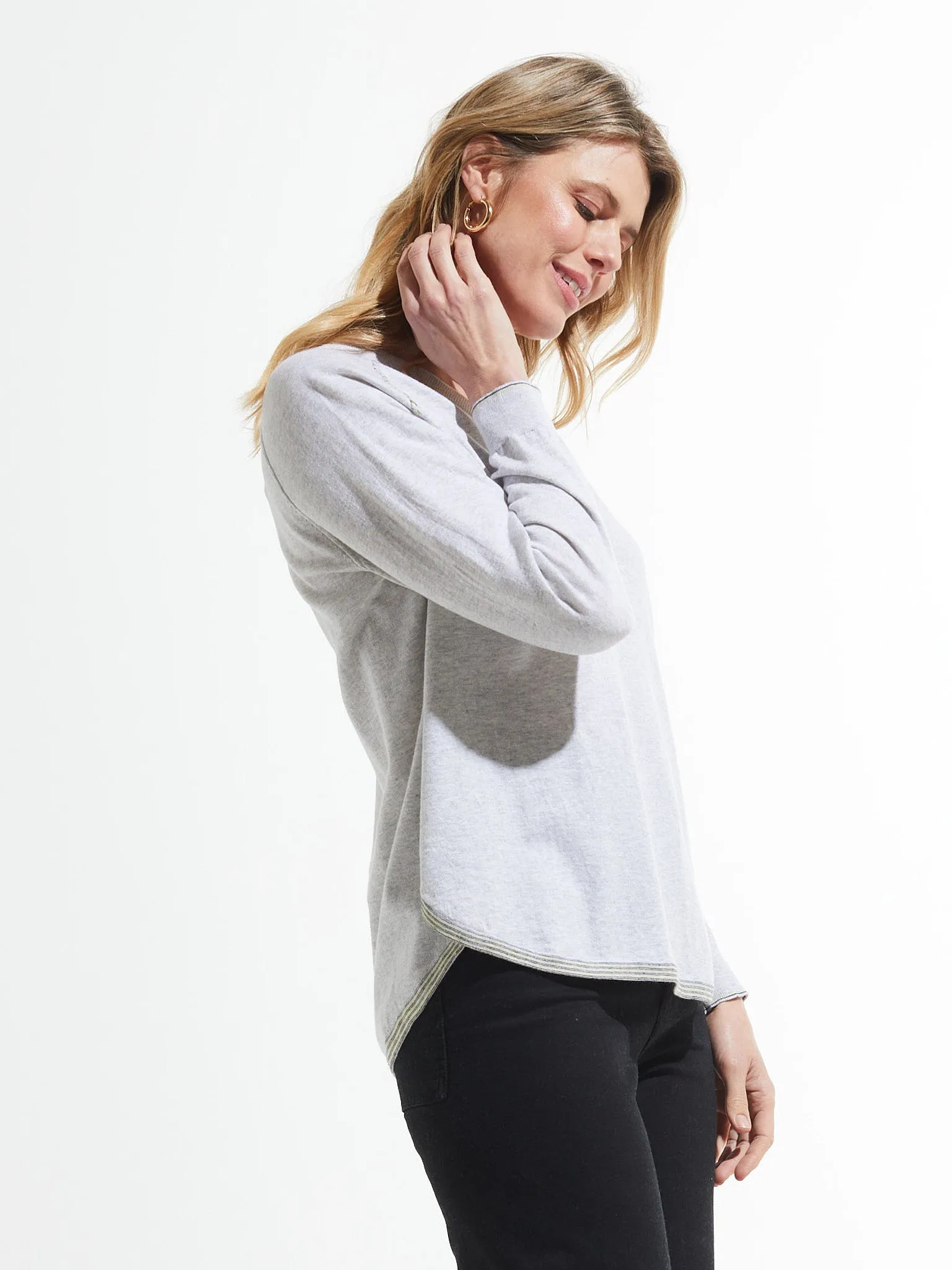 Rounded Bottom V Lightweight Sweater