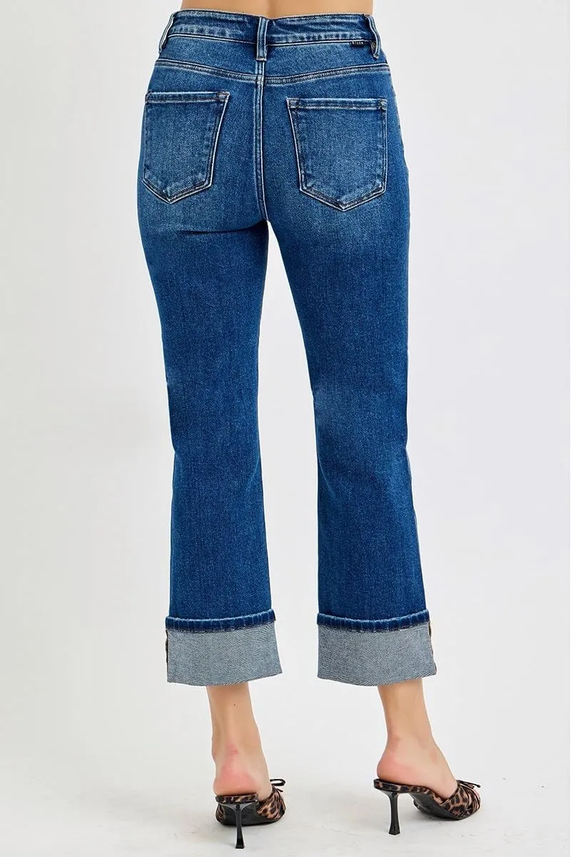 SALT TREE Risen Jeans - High Rise Cuffed Straight Jeans - RDP5580