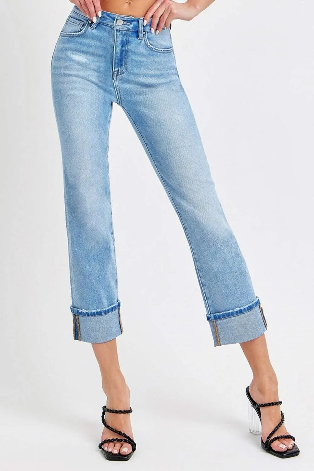 SALT TREE Risen Jeans - High Rise Cuffed Straight Jeans - RDP5580
