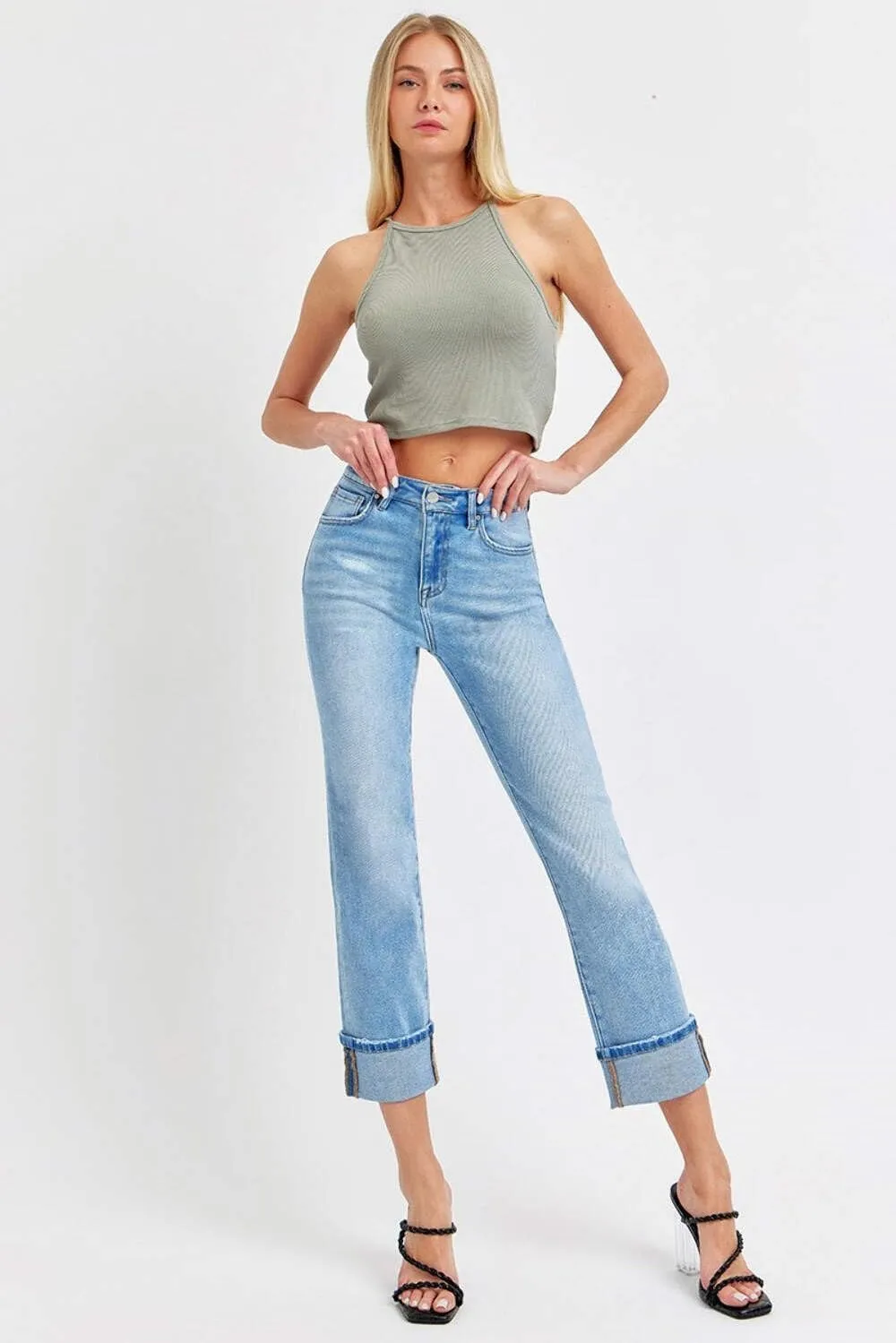 SALT TREE Risen Jeans - High Rise Cuffed Straight Jeans - RDP5580