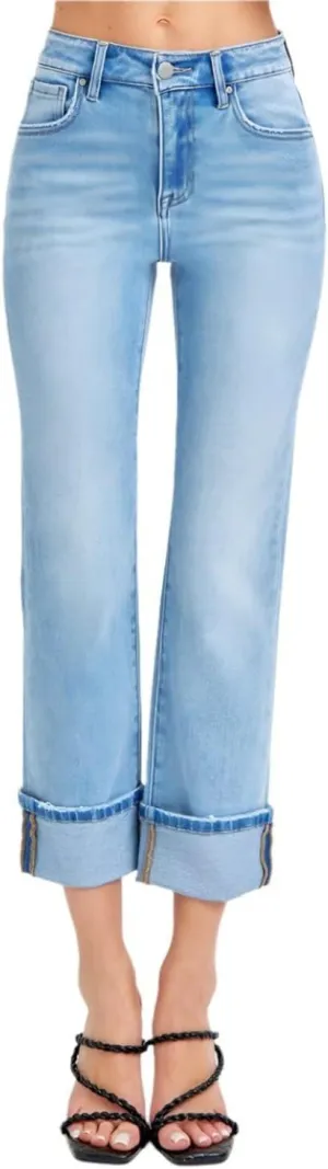 SALT TREE Risen Jeans - High Rise Cuffed Straight Jeans - RDP5580