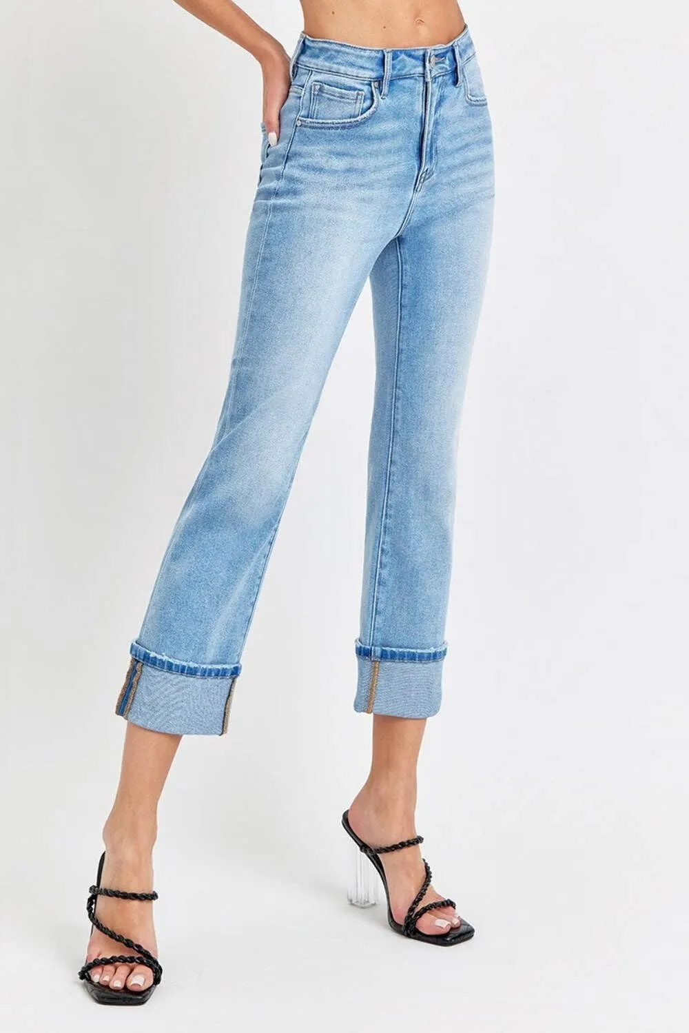 SALT TREE Risen Jeans - High Rise Cuffed Straight Jeans - RDP5580