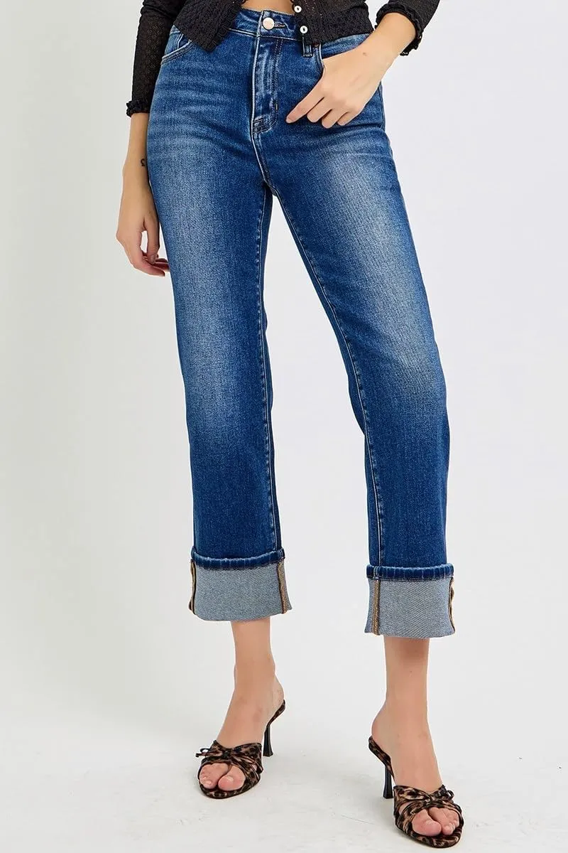 SALT TREE Risen Jeans - High Rise Cuffed Straight Jeans - RDP5580
