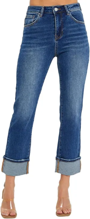 SALT TREE Risen Jeans - High Rise Cuffed Straight Jeans - RDP5580