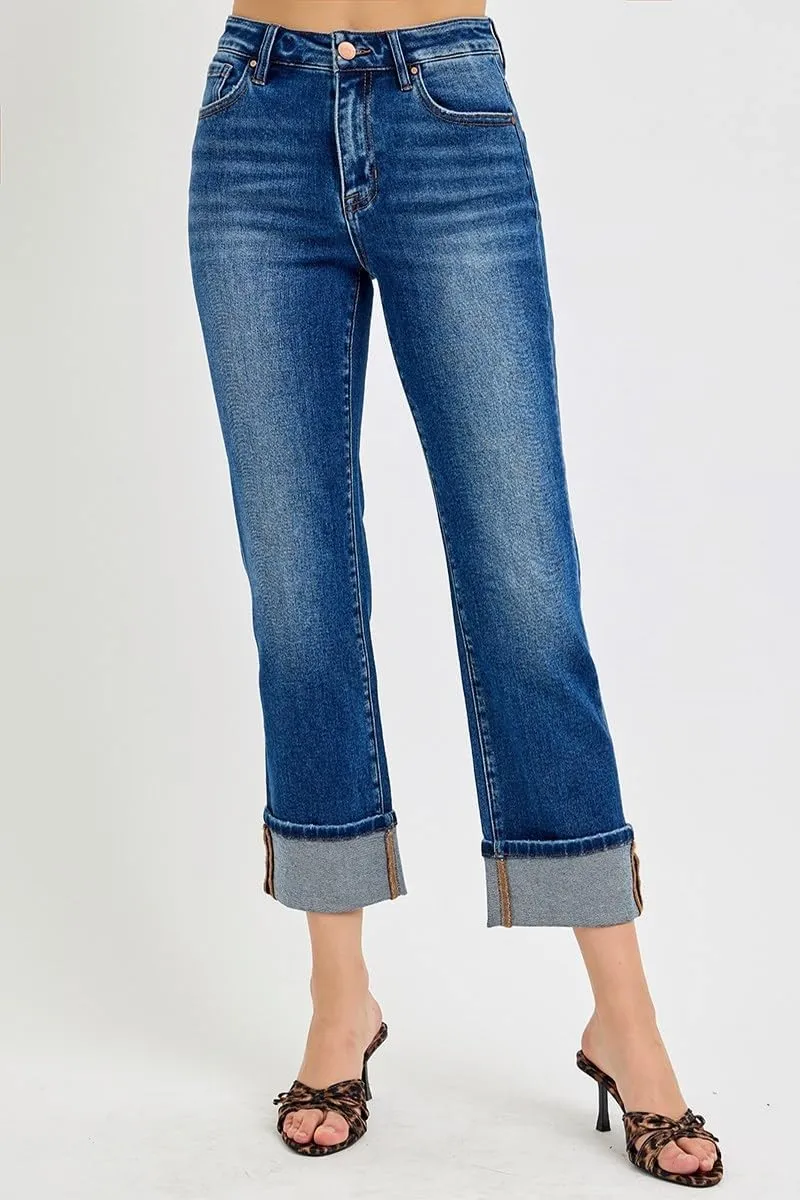 SALT TREE Risen Jeans - High Rise Cuffed Straight Jeans - RDP5580
