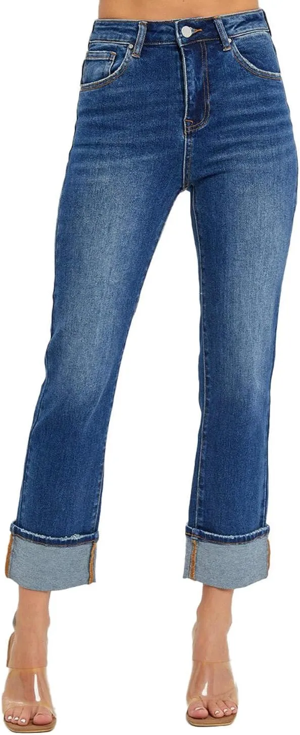 SALT TREE Risen Jeans - High Rise Cuffed Straight Jeans - RDP5580