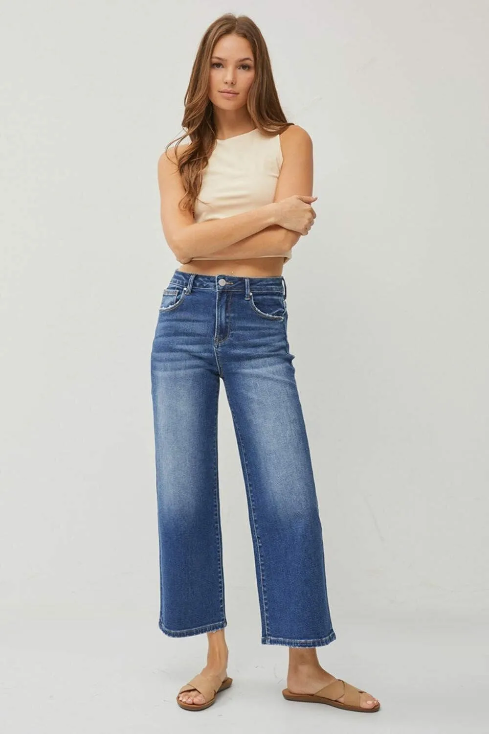 SALT TREE Risen Jeans - High Rise Wide Crop Jeans - RDP5531