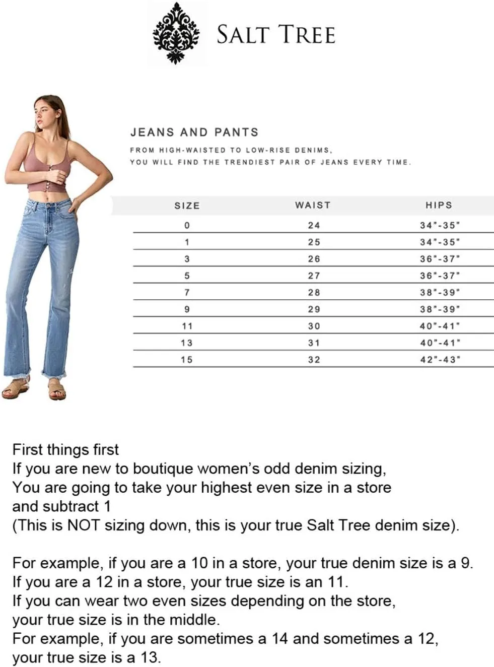SALT TREE Risen Jeans - High Rise Wide Crop Jeans - RDP5531