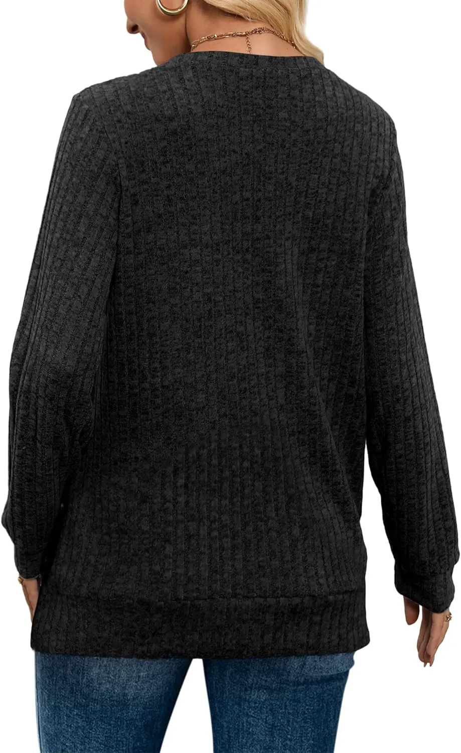 SAMPEEL V Neck Long Sleeve Shirts for Women Casual Fall Tops Lightweight Tunic Sweaters Fashion Clothes 2025