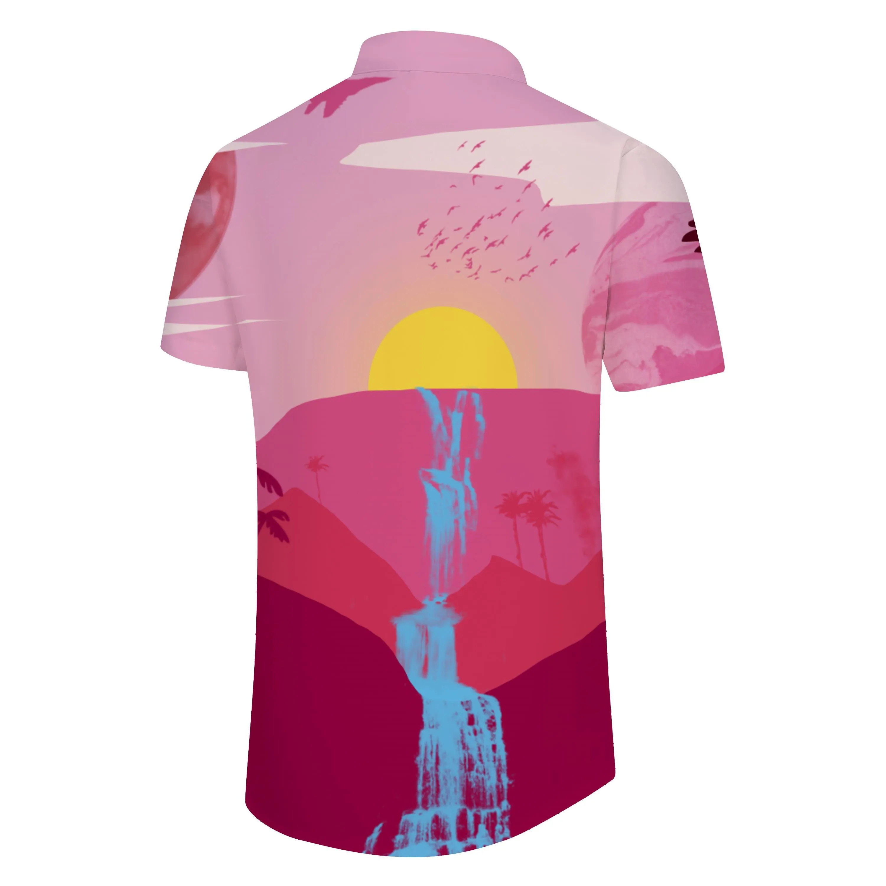 Shirt personality summer breathable men's casual shirt mixed color coconut short sleeve casual fun Hawaiian men's button beach vacation short sleeve 3d print pattern