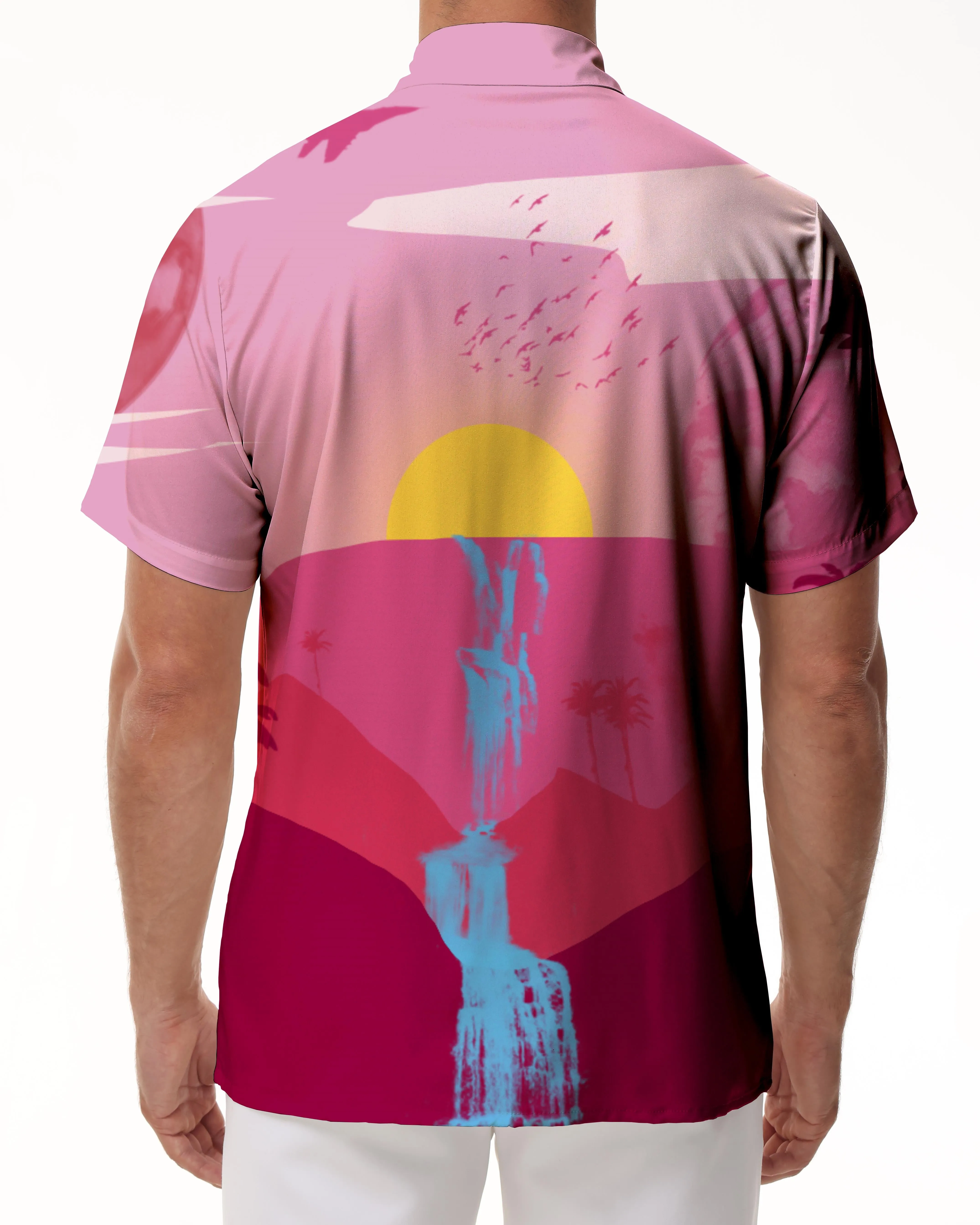 Shirt personality summer breathable men's casual shirt mixed color coconut short sleeve casual fun Hawaiian men's button beach vacation short sleeve 3d print pattern