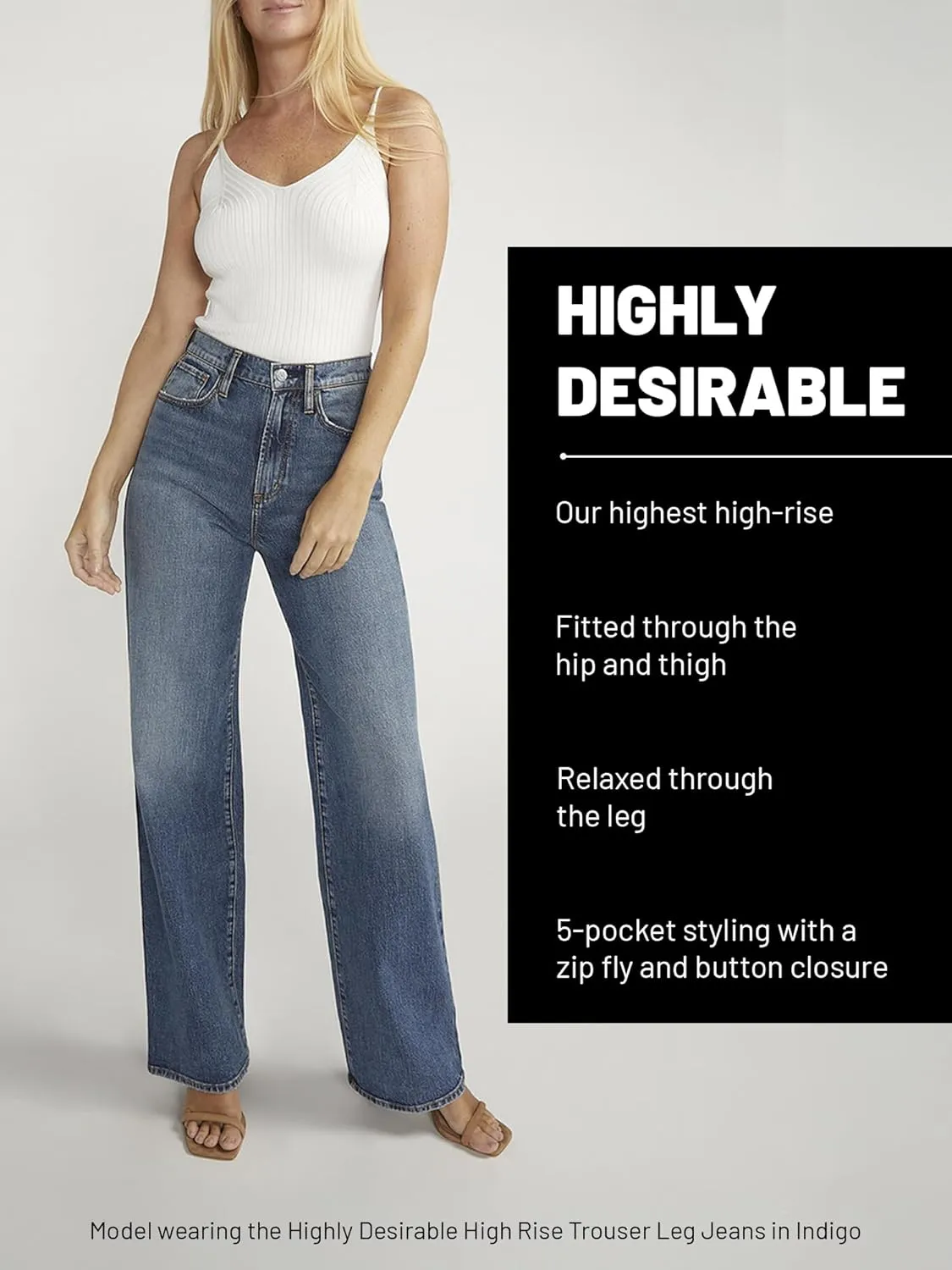 Silver Jeans Co. Women's Highly Desirable High Rise Wide Leg Jeans