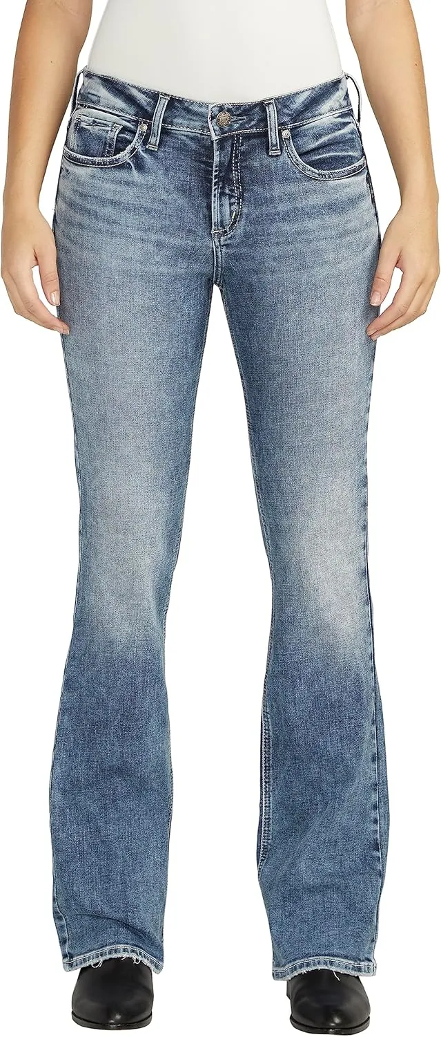 Silver Jeans Co. Women's Suki Mid Rise Curvy Fit Bootcut Jeans