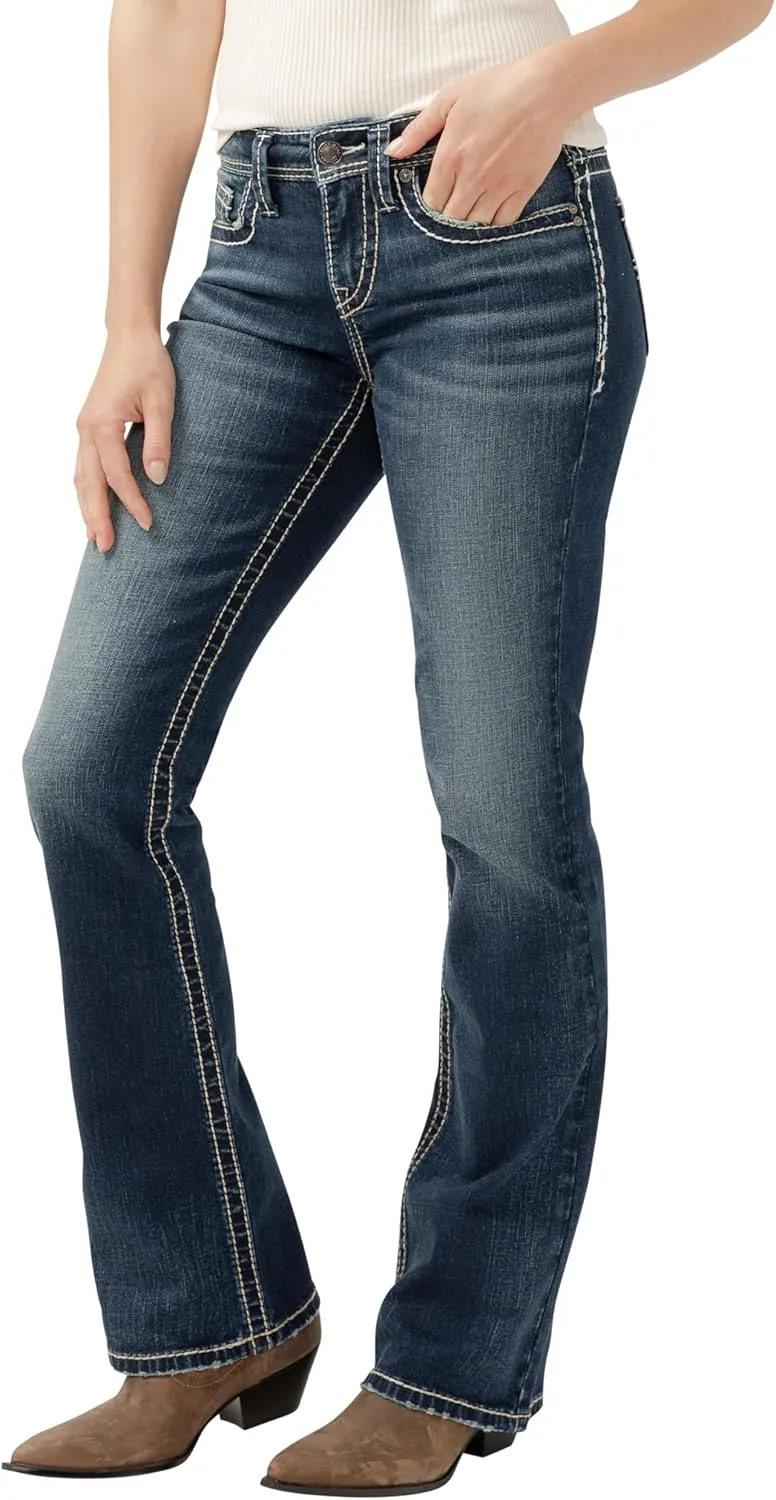Silver Jeans Co. Women's Suki Mid Rise Curvy Fit Bootcut Jeans