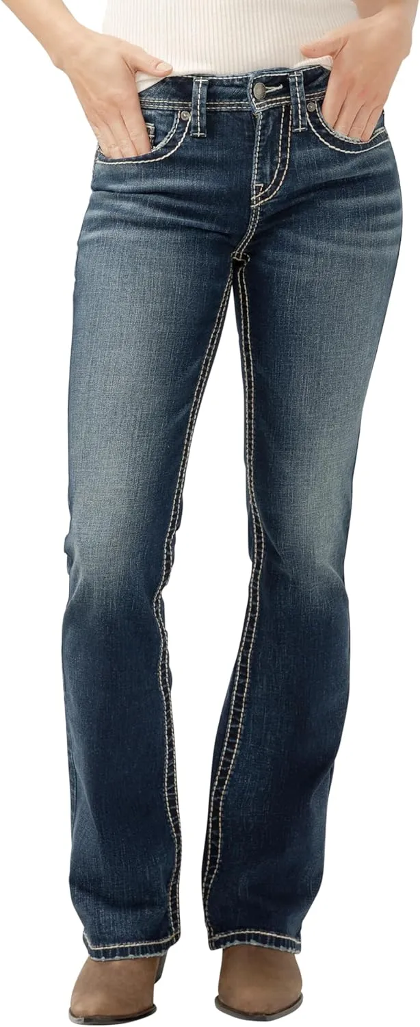 Silver Jeans Co. Women's Suki Mid Rise Curvy Fit Bootcut Jeans