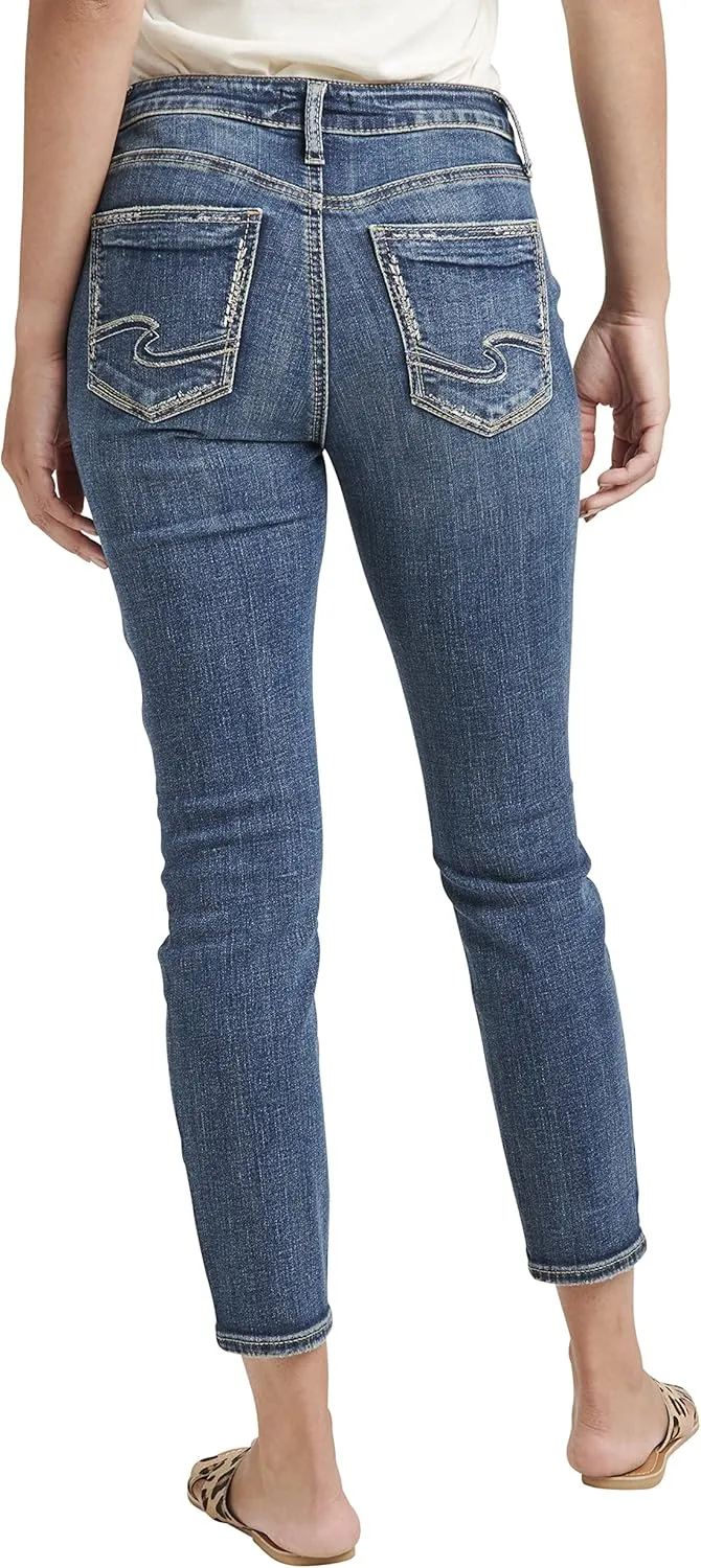 Silver Jeans Co. Women's Suki Mid Rise Curvy Fit Skinny Crop Jeans