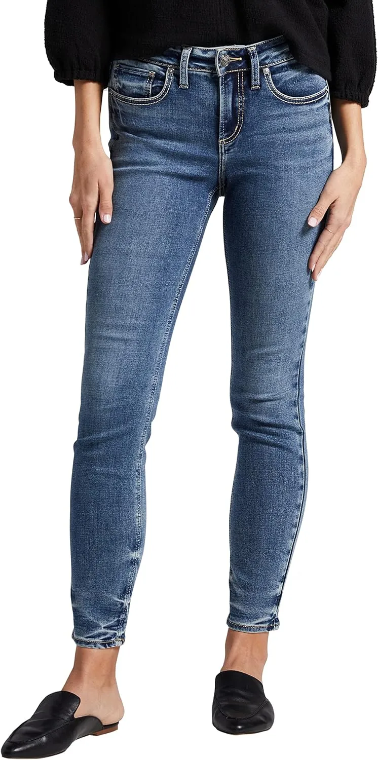 Silver Jeans Co. Women's Suki Mid Rise Curvy Fit Skinny Jeans