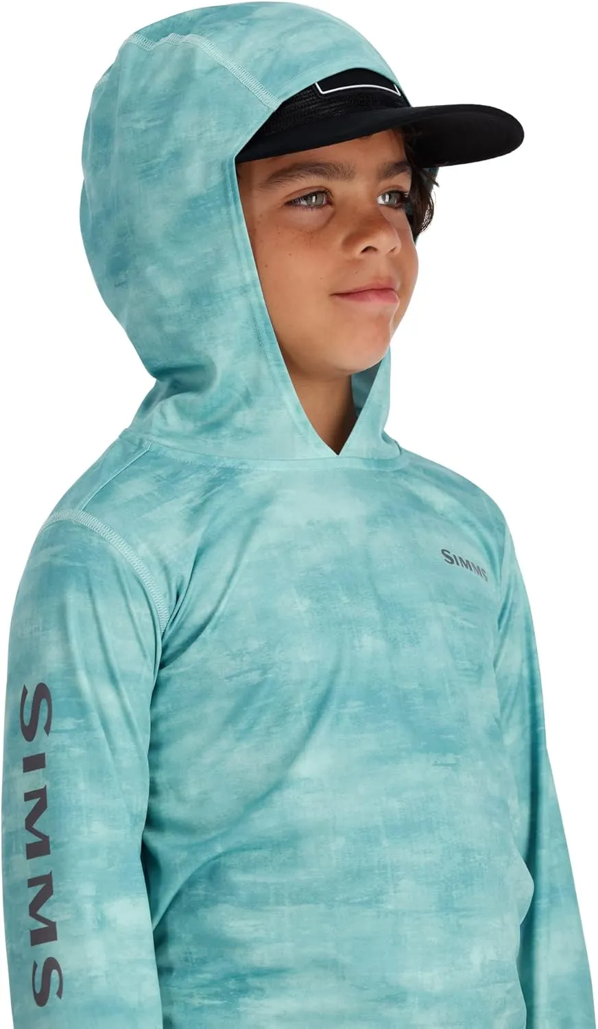 Simms Youth Solar Tech UPF 50 Fishing Shirt, SPF Hoody Shirt