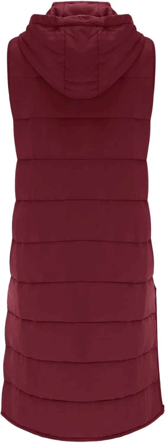 Sleeveless Fleece Jacket Vest with Hood Sleeveless Warm Down Coat with Pockets Quilted Sleeveless Padded Jacket Coat
