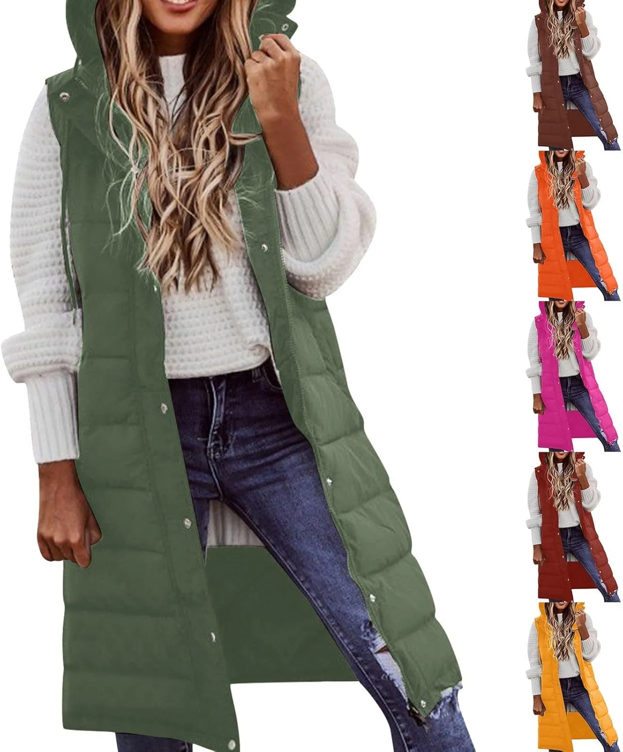 Sleeveless Fleece Jacket Vest with Hood Sleeveless Warm Down Coat with Pockets Quilted Sleeveless Padded Jacket Coat