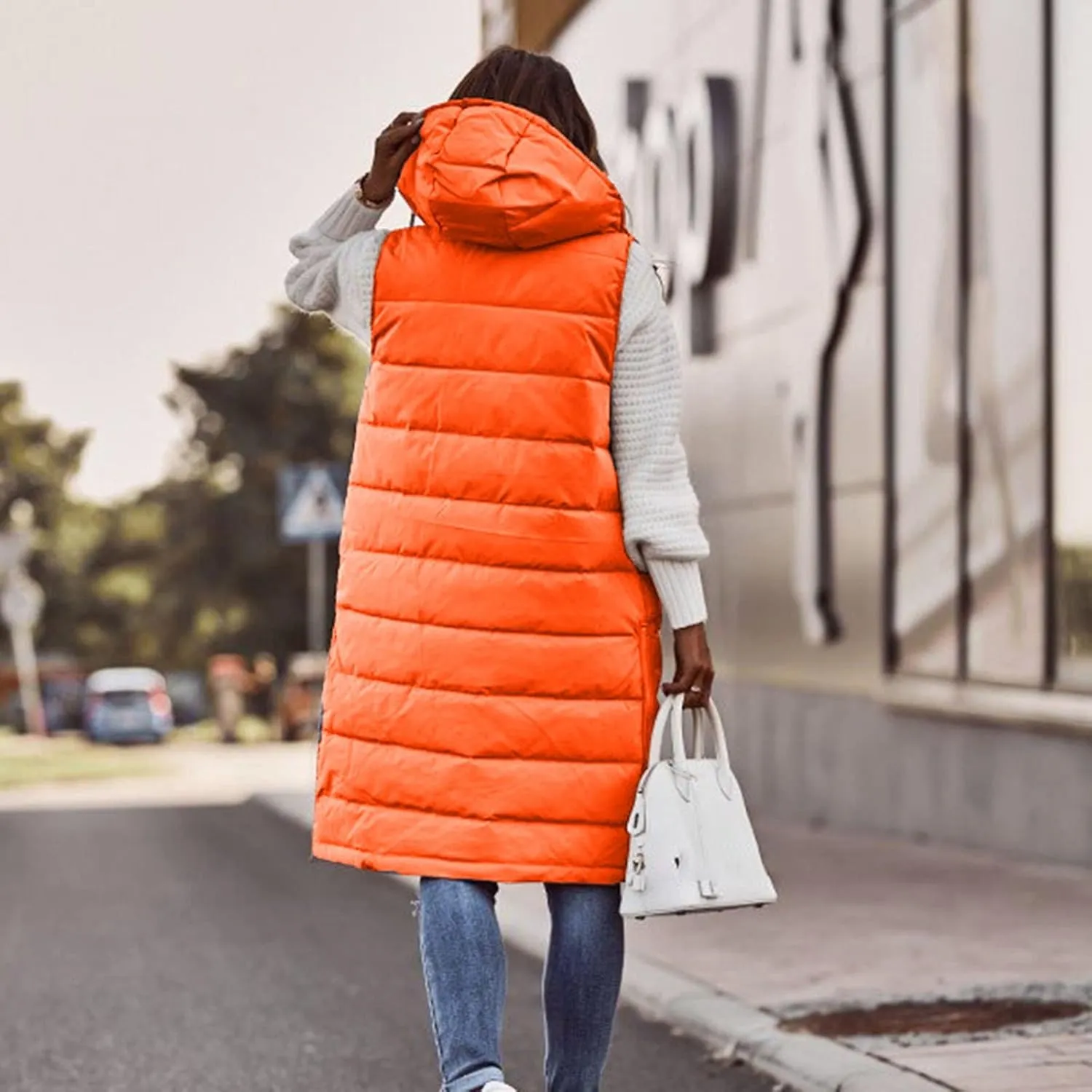 Sleeveless Fleece Jacket Vest with Hood Sleeveless Warm Down Coat with Pockets Quilted Sleeveless Padded Jacket Coat