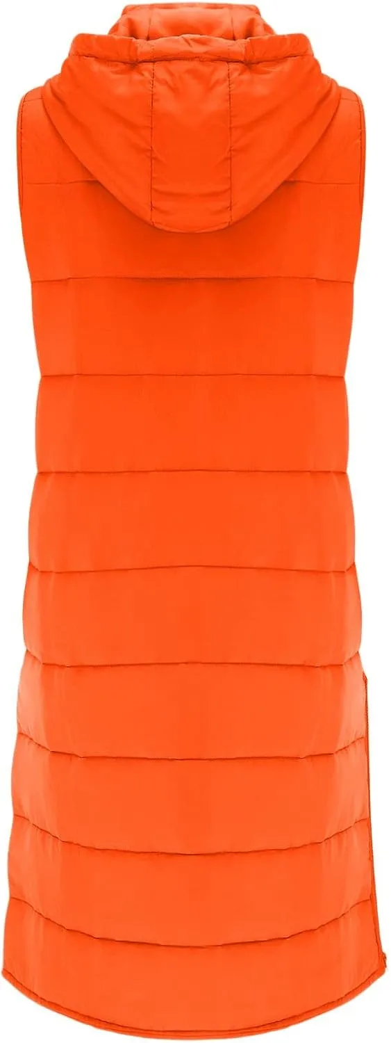 Sleeveless Fleece Jacket Vest with Hood Sleeveless Warm Down Coat with Pockets Quilted Sleeveless Padded Jacket Coat