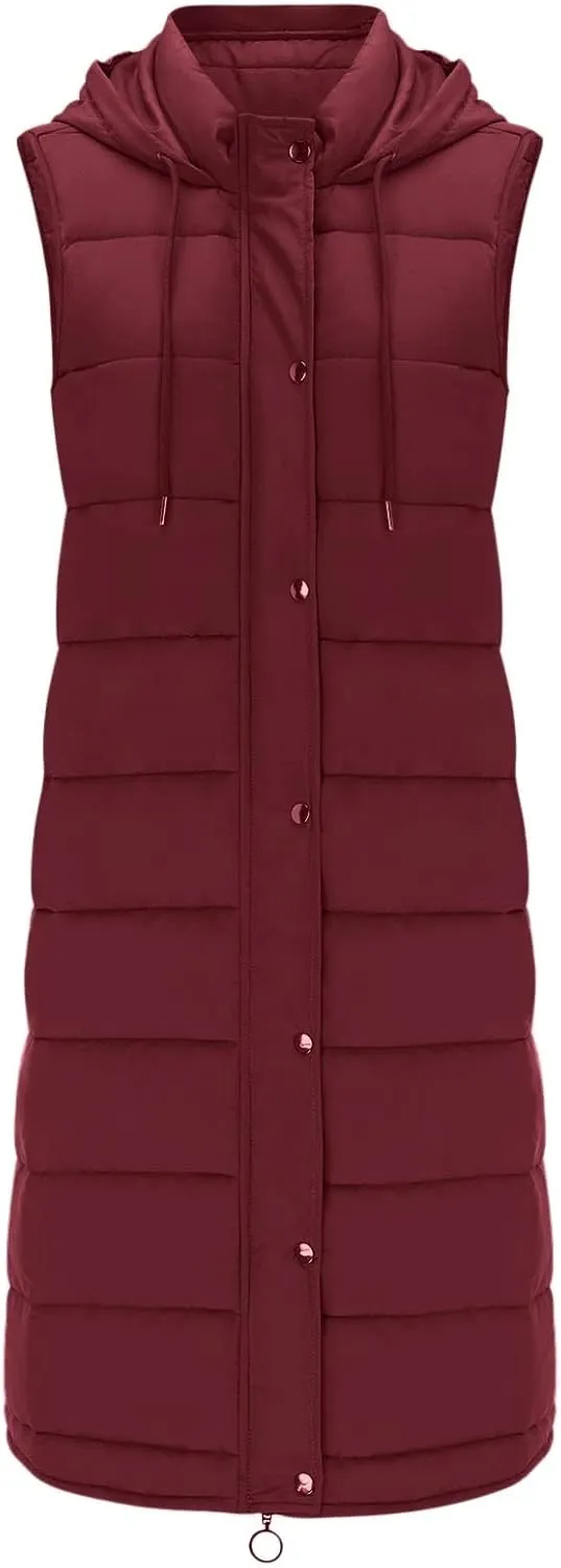 Sleeveless Fleece Jacket Vest with Hood Sleeveless Warm Down Coat with Pockets Quilted Sleeveless Padded Jacket Coat