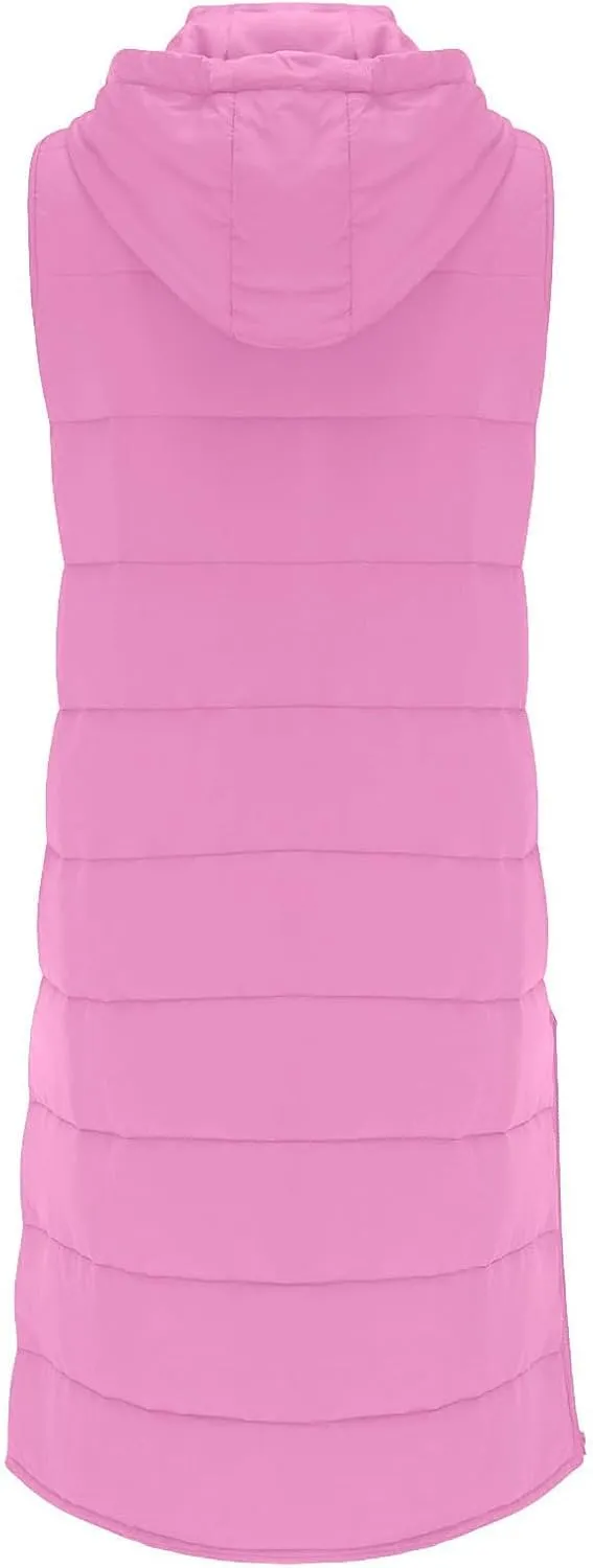 Sleeveless Fleece Jacket Vest with Hood Sleeveless Warm Down Coat with Pockets Quilted Sleeveless Padded Jacket Coat