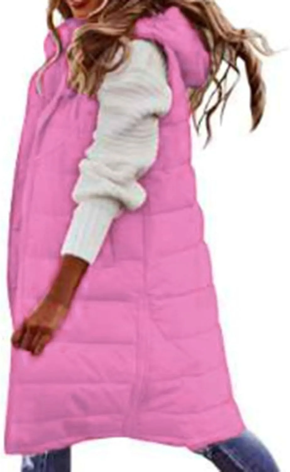 Sleeveless Fleece Jacket Vest with Hood Sleeveless Warm Down Coat with Pockets Quilted Sleeveless Padded Jacket Coat