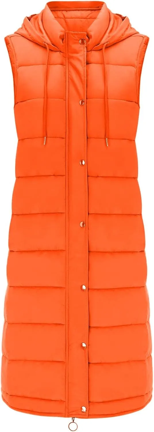 Sleeveless Fleece Jacket Vest with Hood Sleeveless Warm Down Coat with Pockets Quilted Sleeveless Padded Jacket Coat