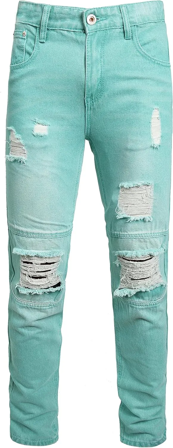 Slim Fit Men's Jeans, Ripped Stretch Jeans Denim Pants