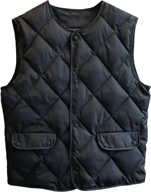 Smoneyful Womens Quilted Vest Lightweight Sleeveless Cotton-Padded Coat Button Down Casual Puffer Jacket Fall Puffy Gilet