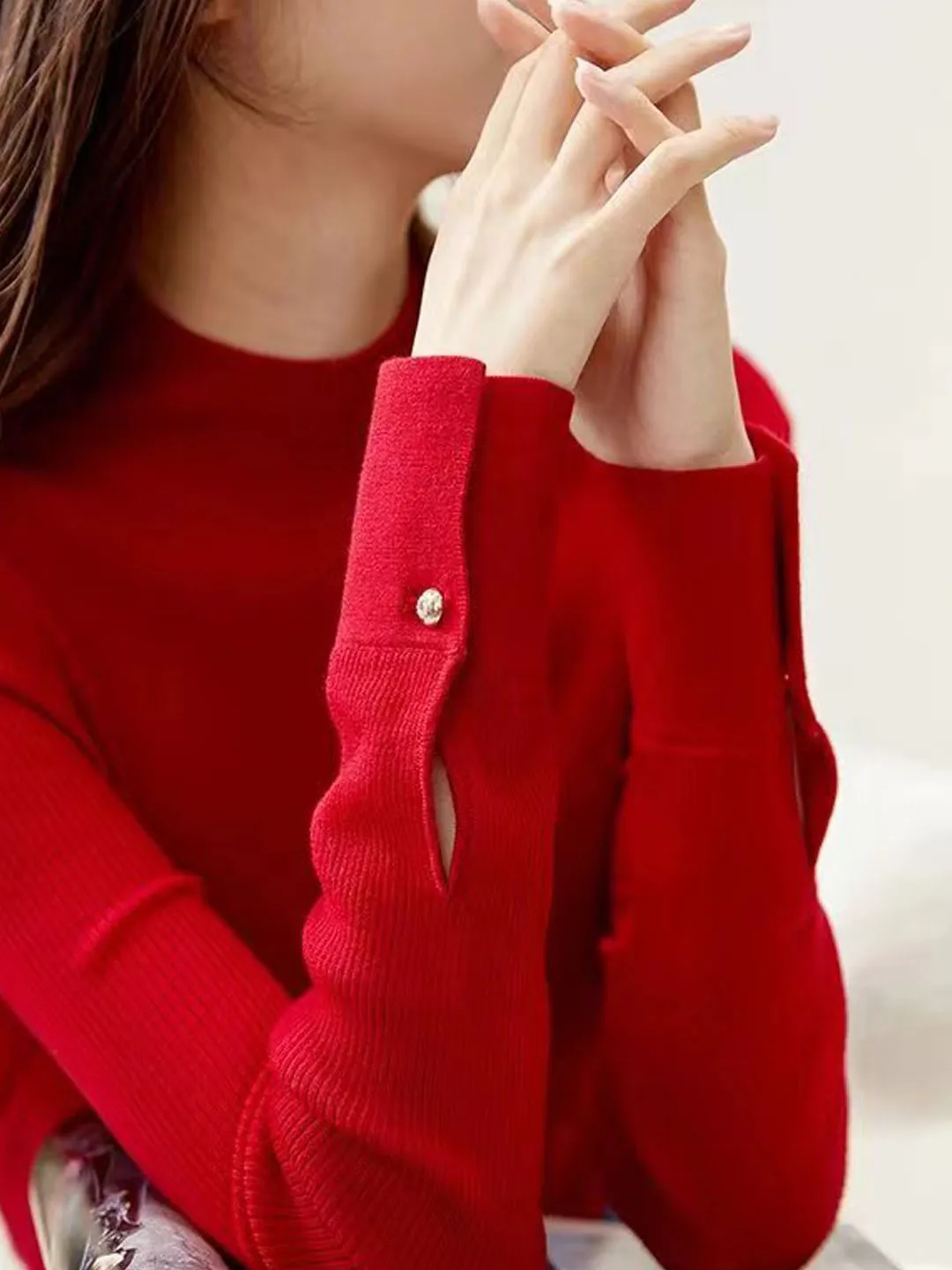 Sophia Classic Turtleneck Solid Color Knitted Sweater-Green