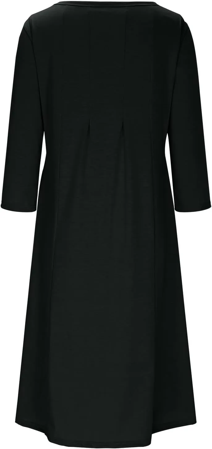 Spring Dresses for Women Trendy 2025 Half Sleeve Crewneck Pleated Flowy Midi Dress Elegant Casual Summer Ladies Dress