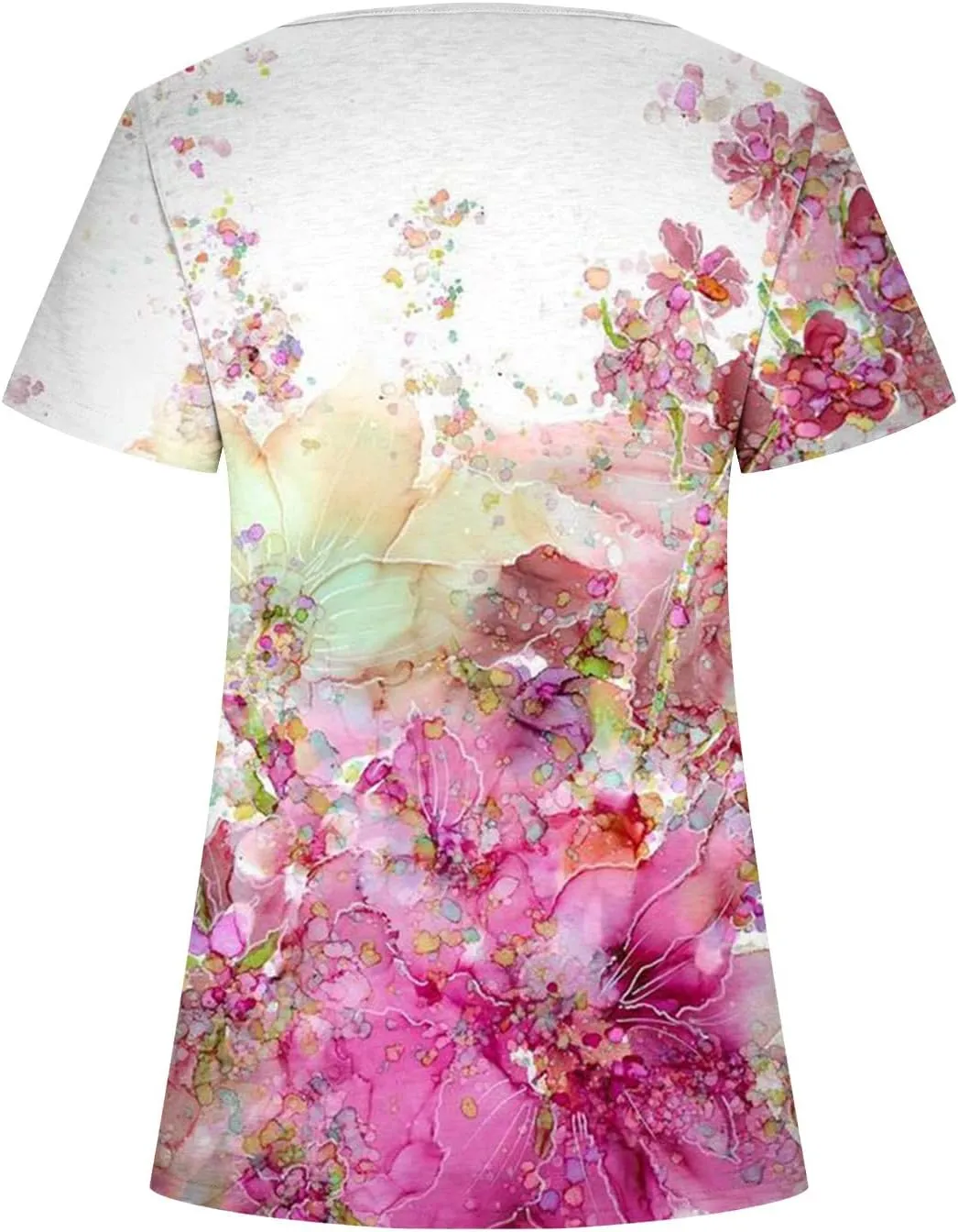 Square Neck Tops for Womens Dressy Tunic Tshirts Retro Floral Graphic Tees Summer Fashion Ladies Short Sleeve Blouse