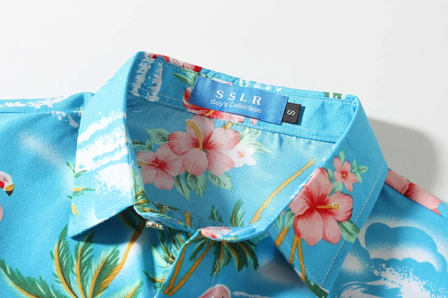 SSLR Big Boys Hawaiian Shirt, Kids Hawaiian Shirt, Flamingos Shirt Short Sleeve Luau Shirt for Kids