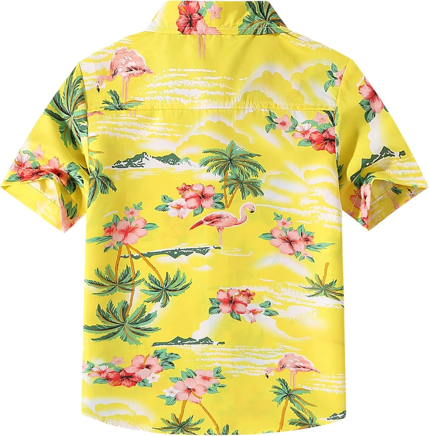 SSLR Big Boys Hawaiian Shirt, Kids Hawaiian Shirt, Flamingos Shirt Short Sleeve Luau Shirt for Kids