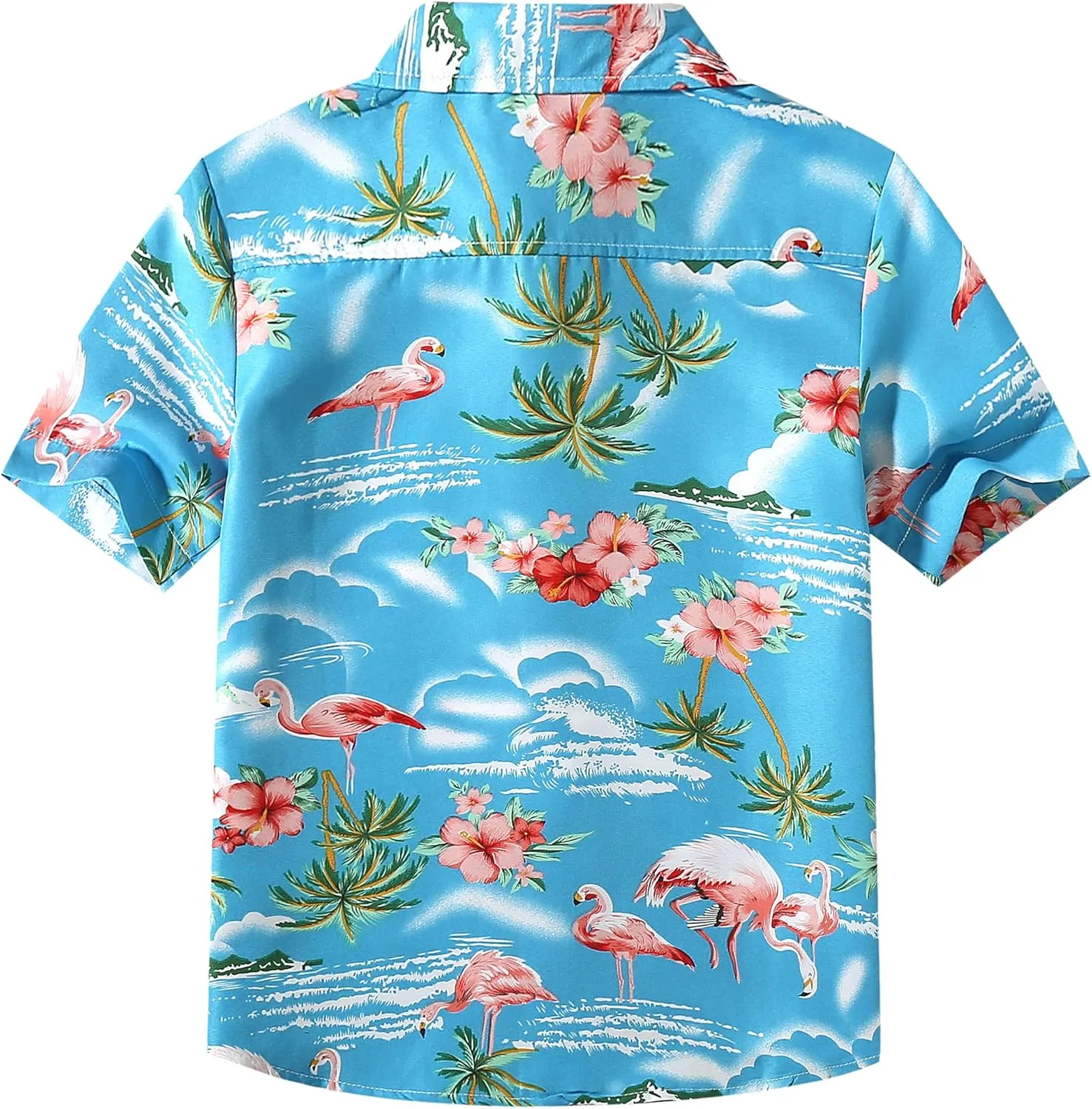 SSLR Big Boys Hawaiian Shirt, Kids Hawaiian Shirt, Flamingos Shirt Short Sleeve Luau Shirt for Kids