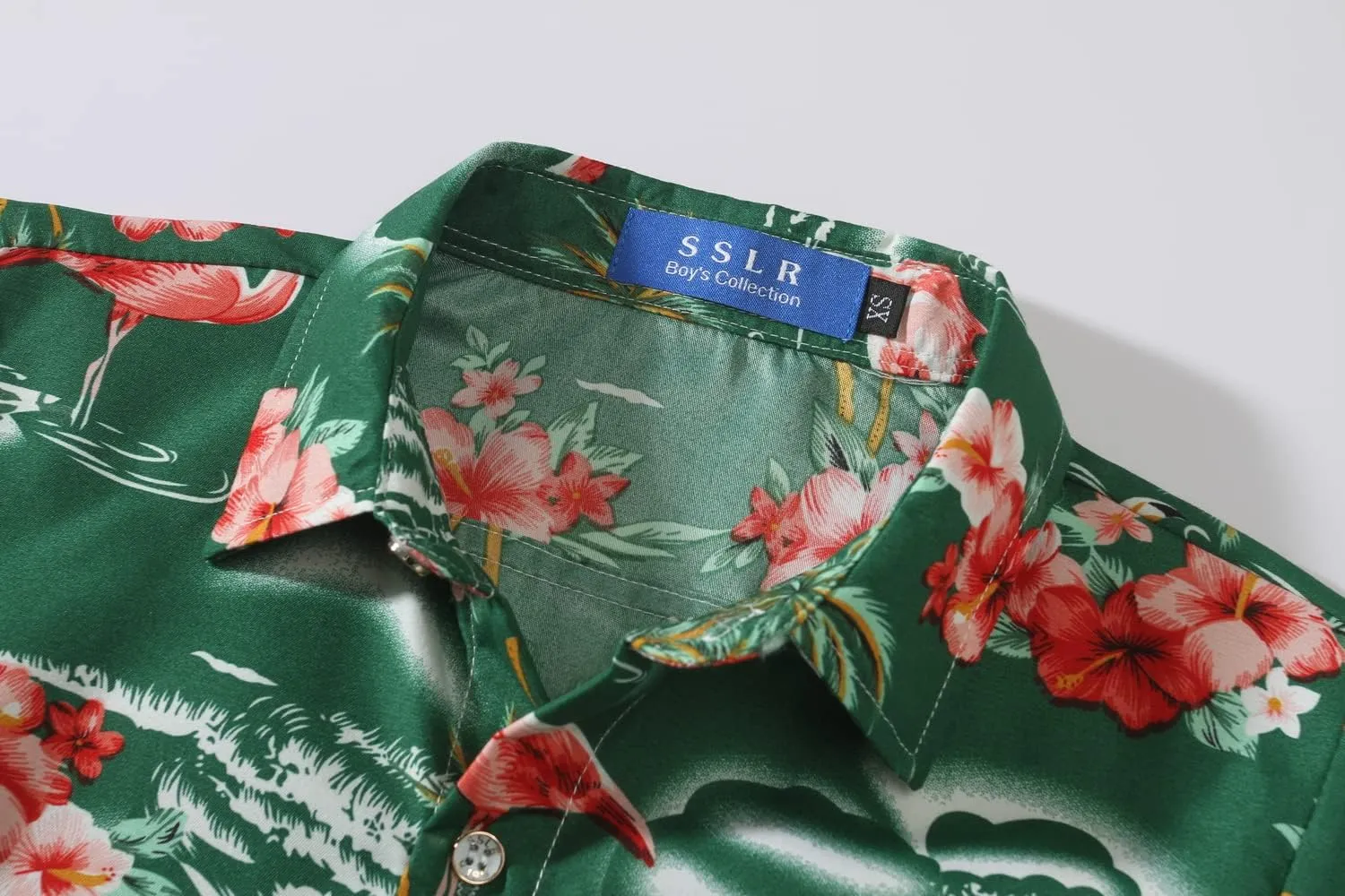 SSLR Big Boys Hawaiian Shirt, Kids Hawaiian Shirt, Flamingos Shirt Short Sleeve Luau Shirt for Kids