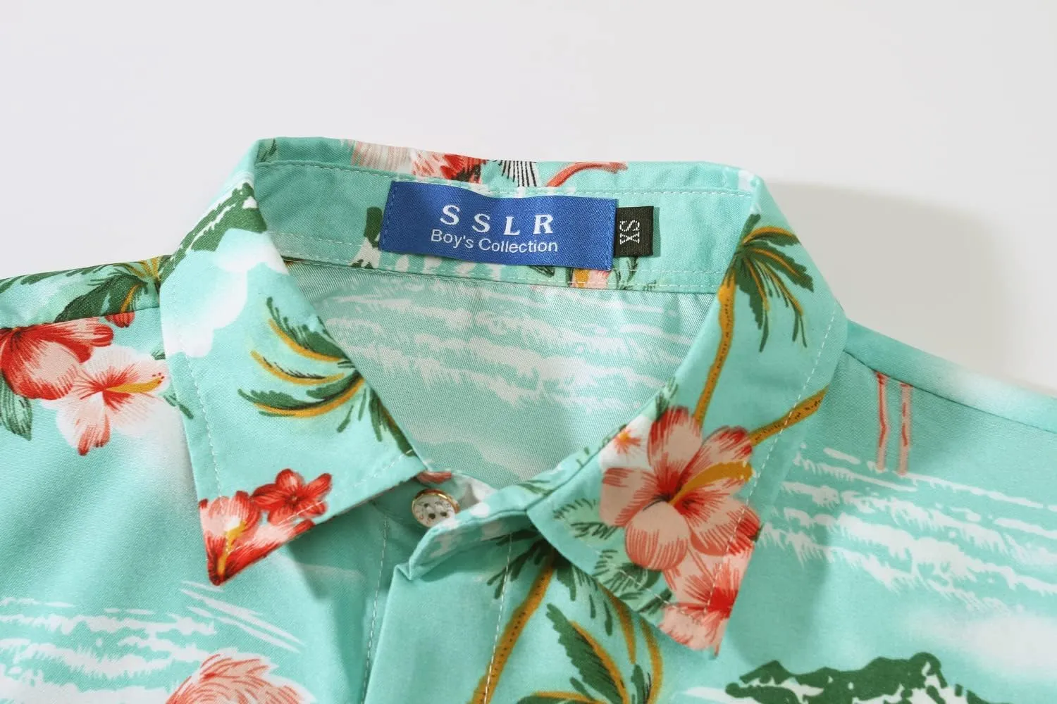 SSLR Big Boys Hawaiian Shirt, Kids Hawaiian Shirt, Flamingos Shirt Short Sleeve Luau Shirt for Kids