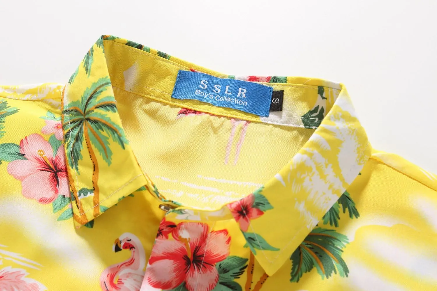 SSLR Big Boys Hawaiian Shirt, Kids Hawaiian Shirt, Flamingos Shirt Short Sleeve Luau Shirt for Kids