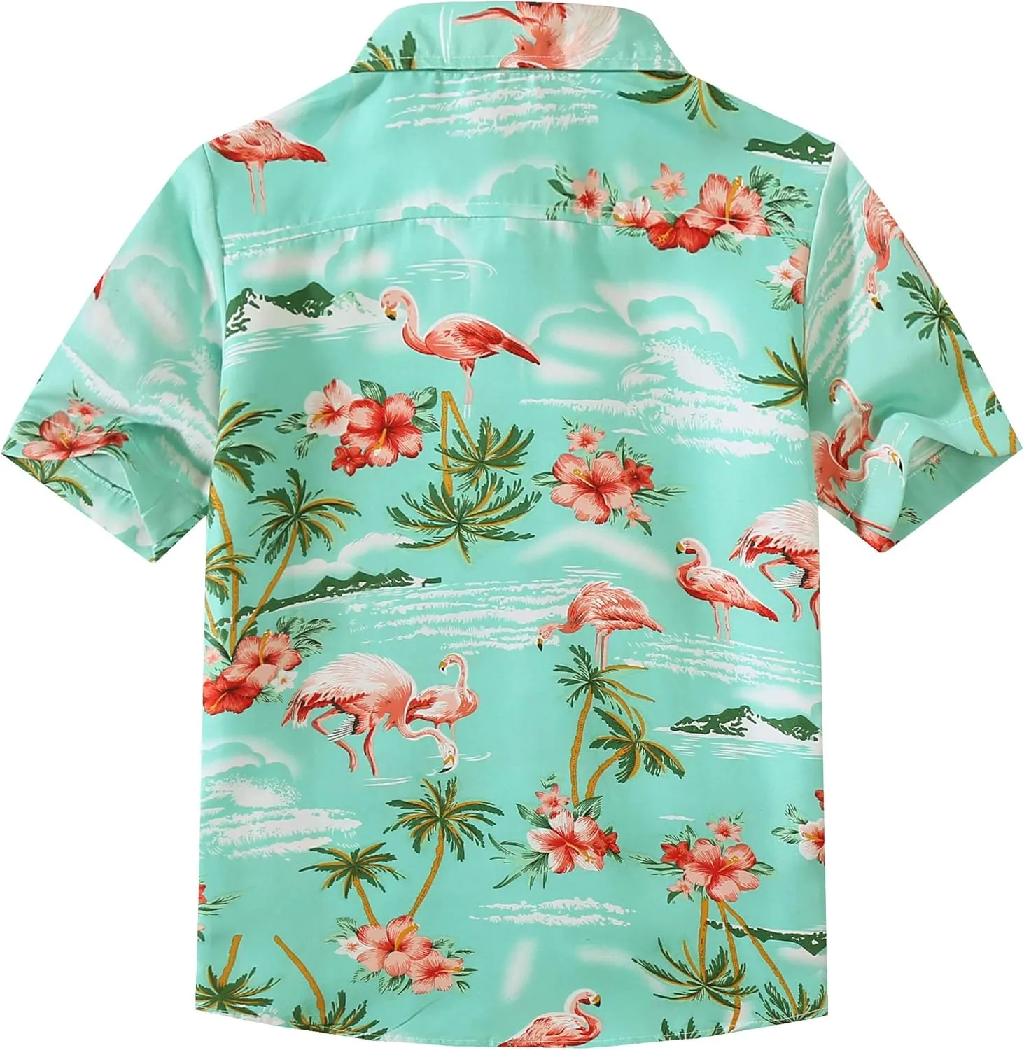 SSLR Big Boys Hawaiian Shirt, Kids Hawaiian Shirt, Flamingos Shirt Short Sleeve Luau Shirt for Kids