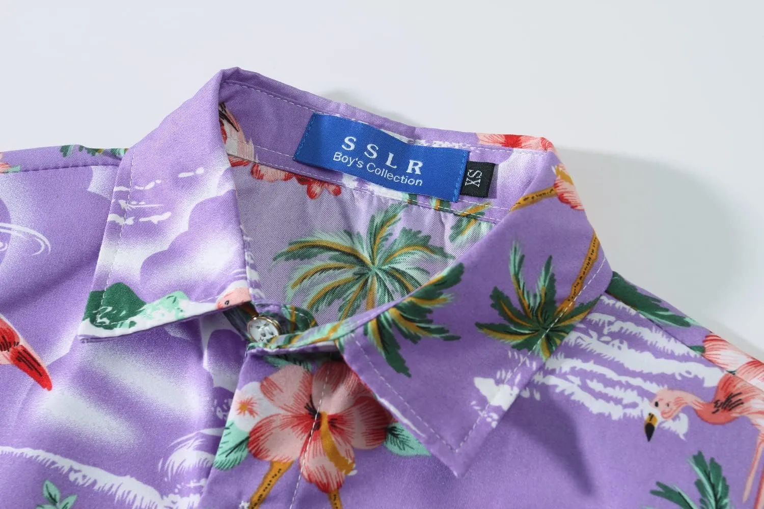SSLR Big Boys Hawaiian Shirt, Kids Hawaiian Shirt, Flamingos Shirt Short Sleeve Luau Shirt for Kids