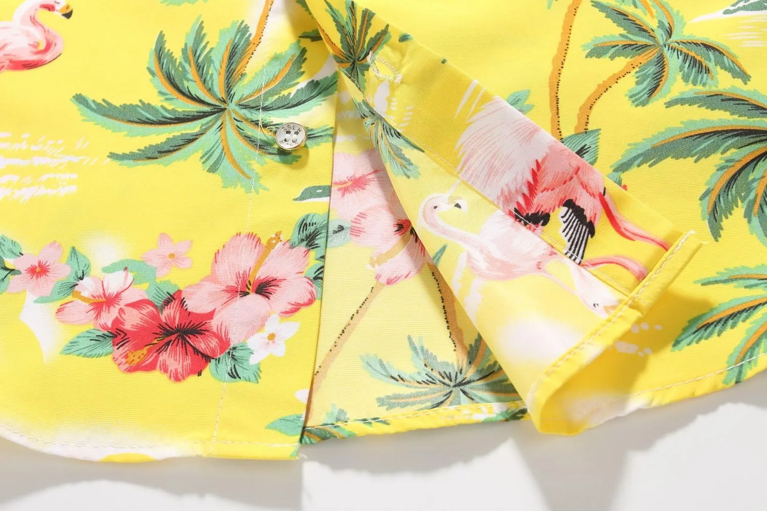 SSLR Big Boys Hawaiian Shirt, Kids Hawaiian Shirt, Flamingos Shirt Short Sleeve Luau Shirt for Kids