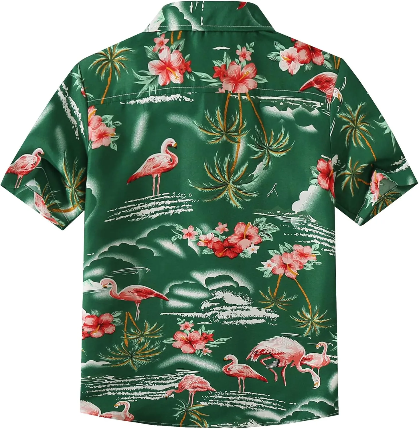 SSLR Big Boys Hawaiian Shirt, Kids Hawaiian Shirt, Flamingos Shirt Short Sleeve Luau Shirt for Kids