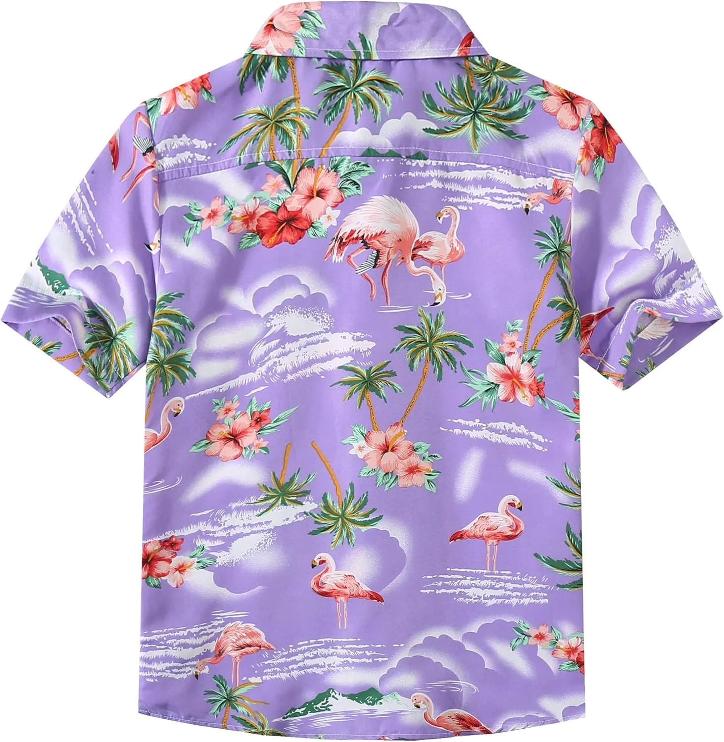 SSLR Big Boys Hawaiian Shirt, Kids Hawaiian Shirt, Flamingos Shirt Short Sleeve Luau Shirt for Kids