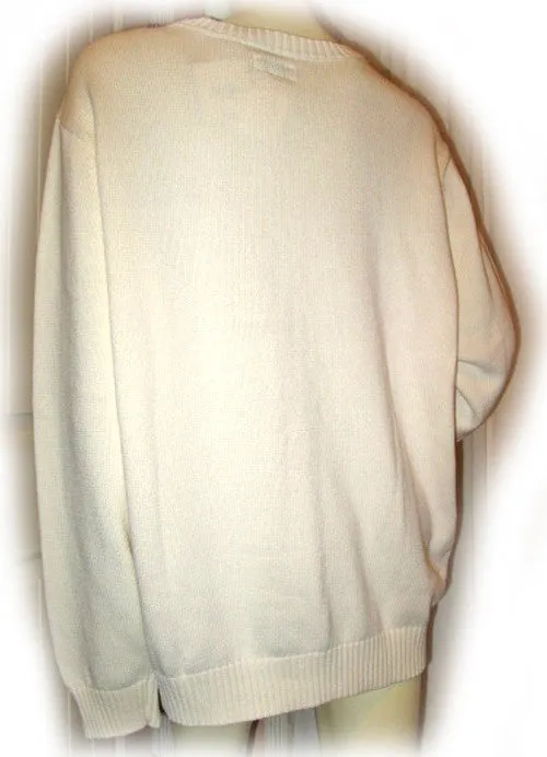 ST. JOHN'S BAY Mens Sweaters Pullover Crew Neck Sweater Top For Men Size XXL Ivory Cream Striped Long Sleeve