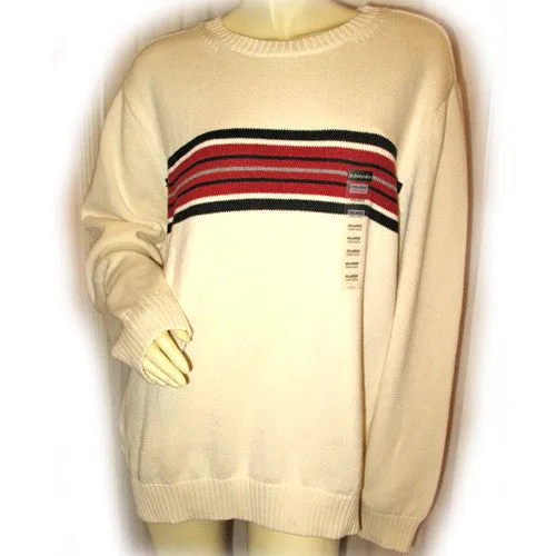 ST. JOHN'S BAY Mens Sweaters Pullover Crew Neck Sweater Top For Men Size XXL Ivory Cream Striped Long Sleeve